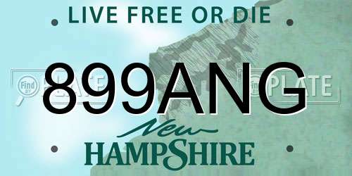 899ANG New Hampshire License Plate
