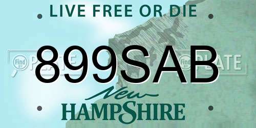 899SAB New Hampshire License Plate