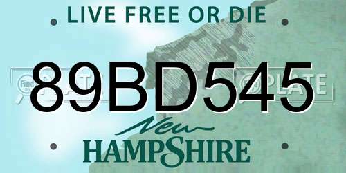 89BD545 New Hampshire License Plate