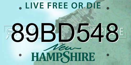 89BD548 New Hampshire License Plate
