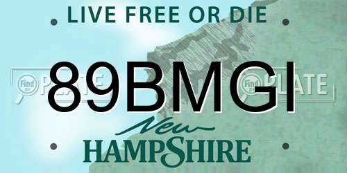89BMGI New Hampshire License Plate
