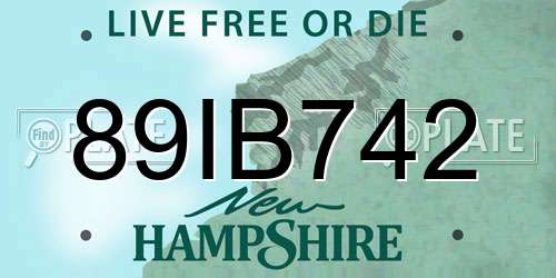 89IB742 New Hampshire License Plate