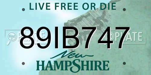 89IB747 New Hampshire License Plate