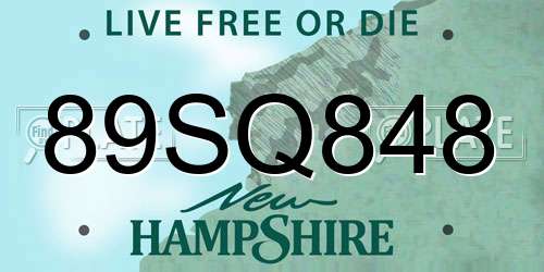 89SQ848 New Hampshire License Plate