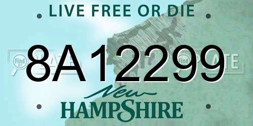 8A12299 New Hampshire License Plate