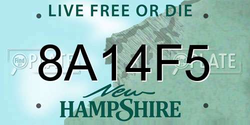 8A14F5 New Hampshire License Plate