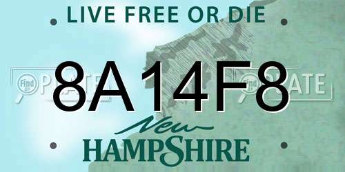 8A14F8 New Hampshire License Plate