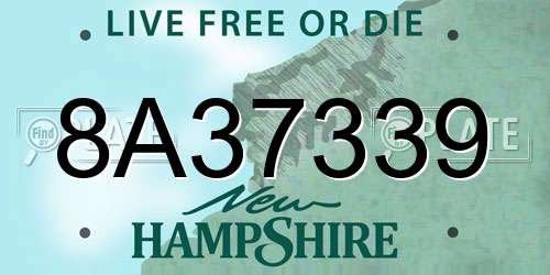 8A37339 New Hampshire License Plate