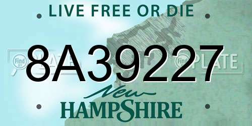 8A39227 New Hampshire License Plate