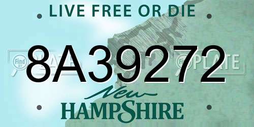 8A39272 New Hampshire License Plate