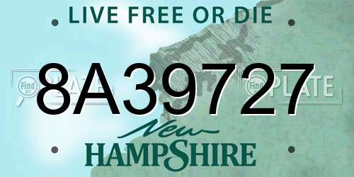 8A39727 New Hampshire License Plate