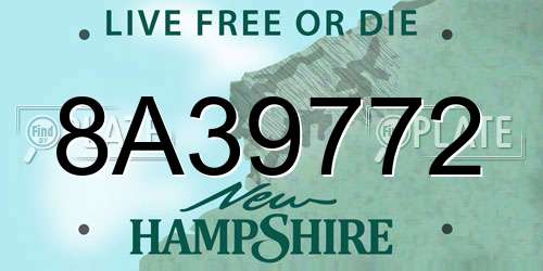 8A39772 New Hampshire License Plate