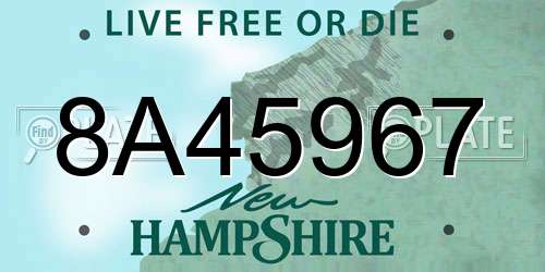 8A45967 New Hampshire License Plate