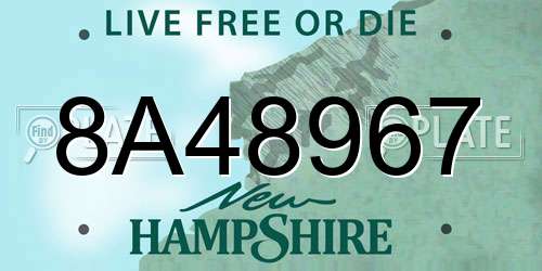 8A48967 New Hampshire License Plate