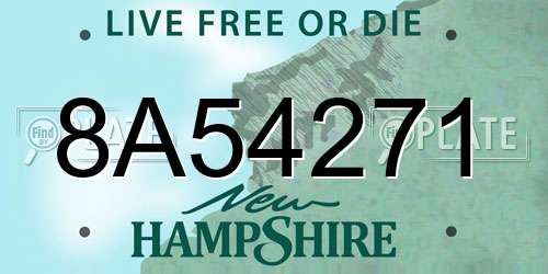 8A54271 New Hampshire License Plate