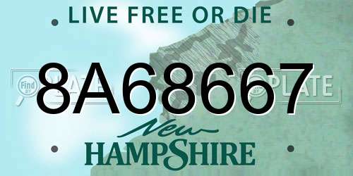 8A68667 New Hampshire License Plate