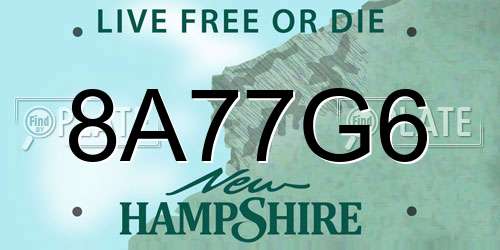 8A77G6 New Hampshire License Plate