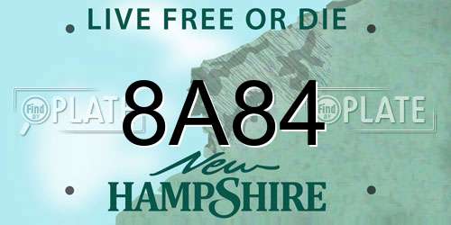 8A84 New Hampshire License Plate