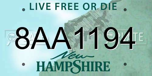 8AA1194 New Hampshire License Plate