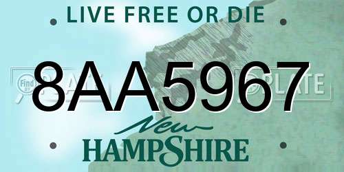 8AA5967 New Hampshire License Plate