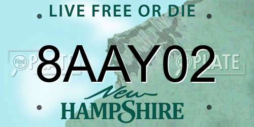 8AAY02 New Hampshire License Plate