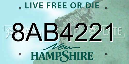 8AB4221 New Hampshire License Plate