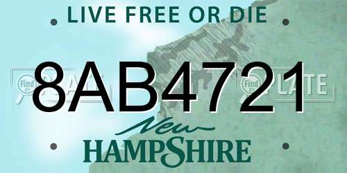 8AB4721 New Hampshire License Plate