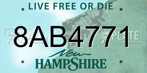 8AB4771 New Hampshire License Plate