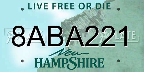 8ABA221 New Hampshire License Plate