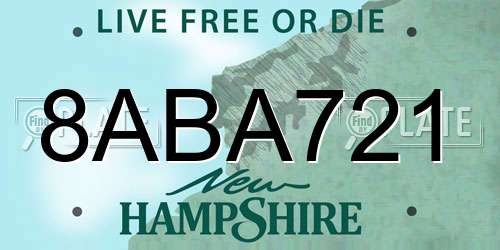 8ABA721 New Hampshire License Plate