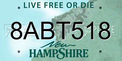 8ABT518 New Hampshire License Plate