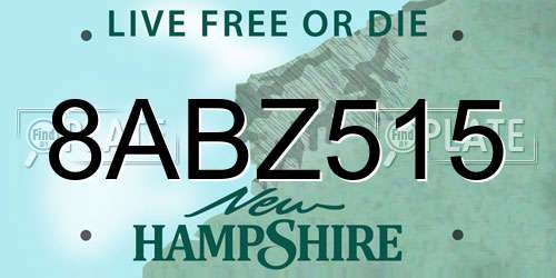 8ABZ515 New Hampshire License Plate