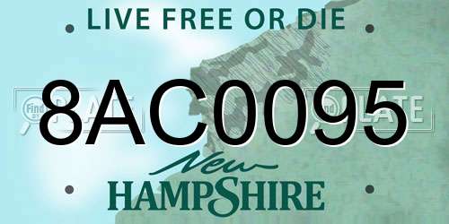 8AC0095 New Hampshire License Plate