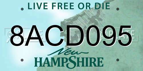8ACD095 New Hampshire License Plate