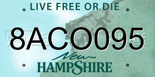 8ACO095 New Hampshire License Plate