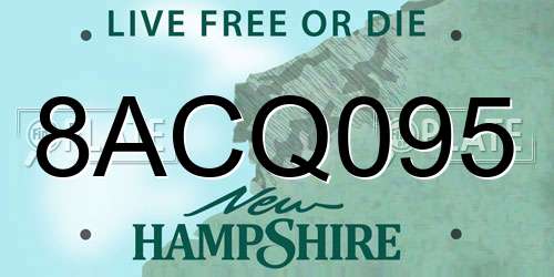 8ACQ095 New Hampshire License Plate
