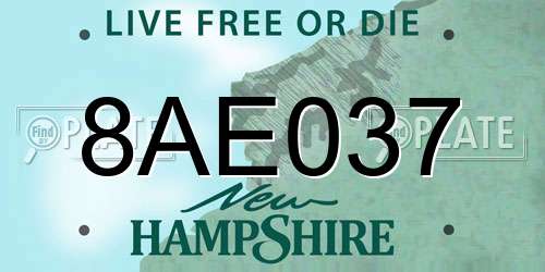 8AE037 New Hampshire License Plate