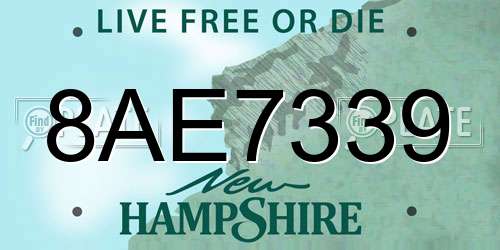 8AE7339 New Hampshire License Plate