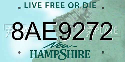 8AE9272 New Hampshire License Plate