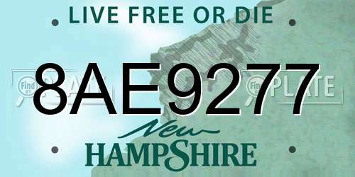 8AE9277 New Hampshire License Plate