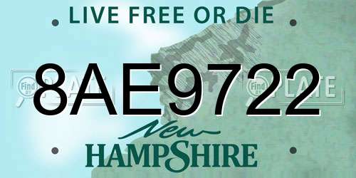 8AE9722 New Hampshire License Plate