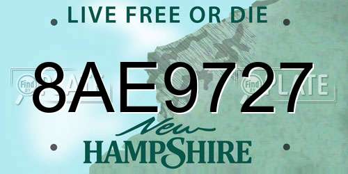 8AE9727 New Hampshire License Plate