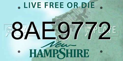 8AE9772 New Hampshire License Plate