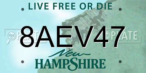 8AEV47 New Hampshire License Plate