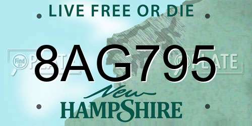 8AG795 New Hampshire License Plate