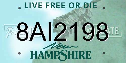 8AI2198 New Hampshire License Plate