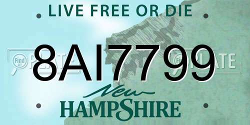 8AI7799 New Hampshire License Plate