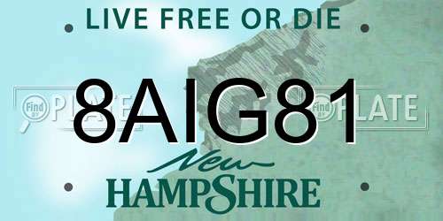 8AIG81 New Hampshire License Plate