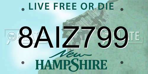 8AIZ799 New Hampshire License Plate