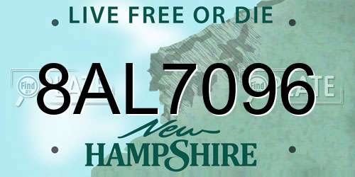 8AL7096 New Hampshire License Plate